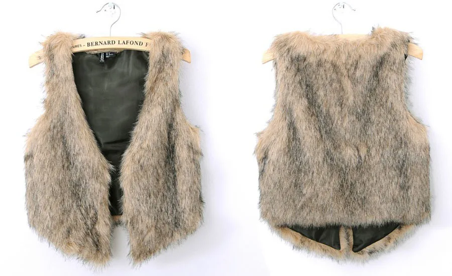 2014 America and US Trade Women's Autumn-winter Hot Fashion Solid V-neck Fur Vest Free Shipping S-XXL 4[A0322] | Женская одежда