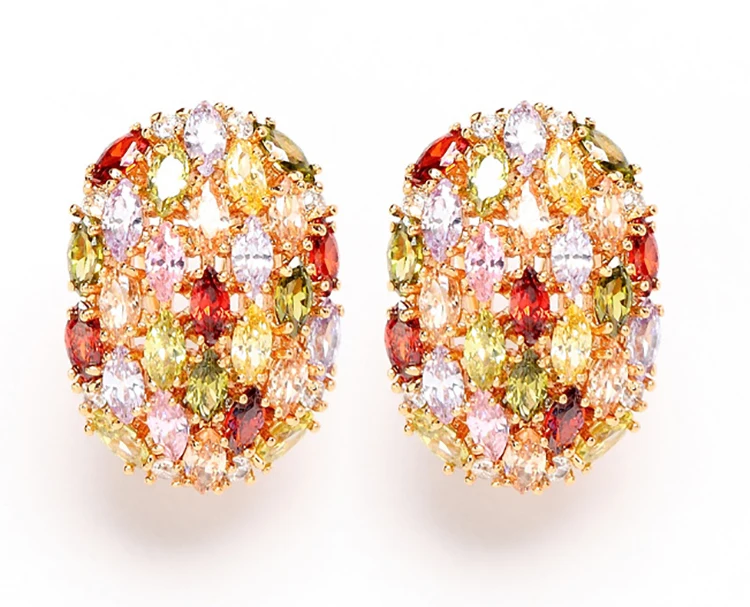 Трендовые женские/женские 18-каратные серьги-Клипсы из желтого золота с фианитами