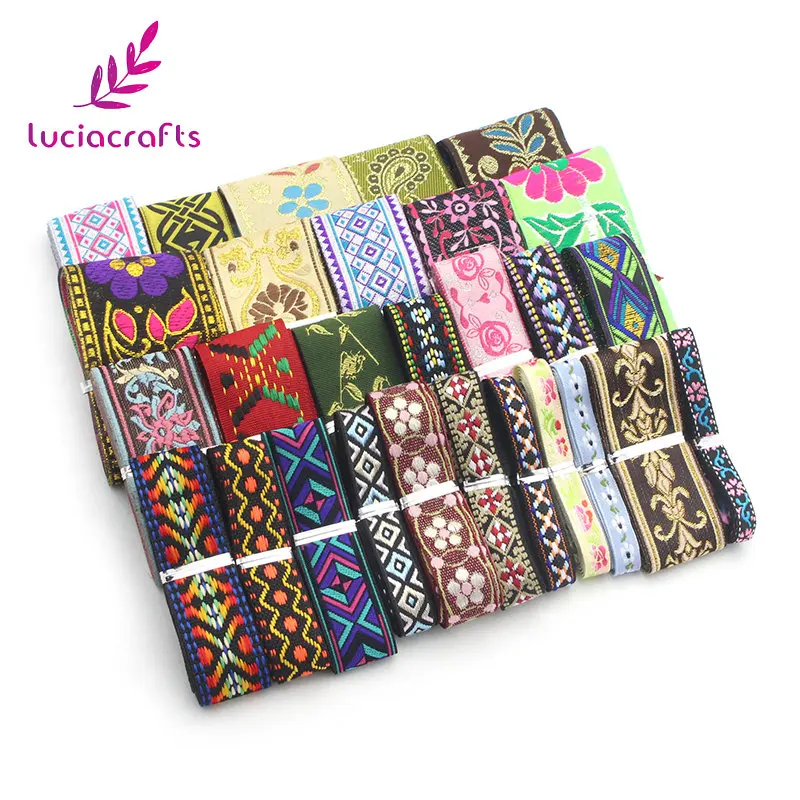 Lucia crafts случайный смешанный 12 лет/лот 6-50 мм жаккардовые вышитые ленты DIY Одежда оберточная отделка Швейные аксессуары Q0707