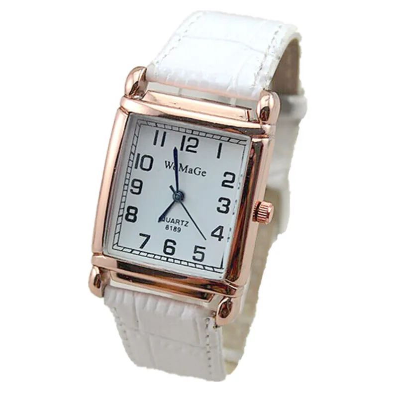 Женские кварцевые часы на кожаном ремешке с квадратным циферблатом | Наручные