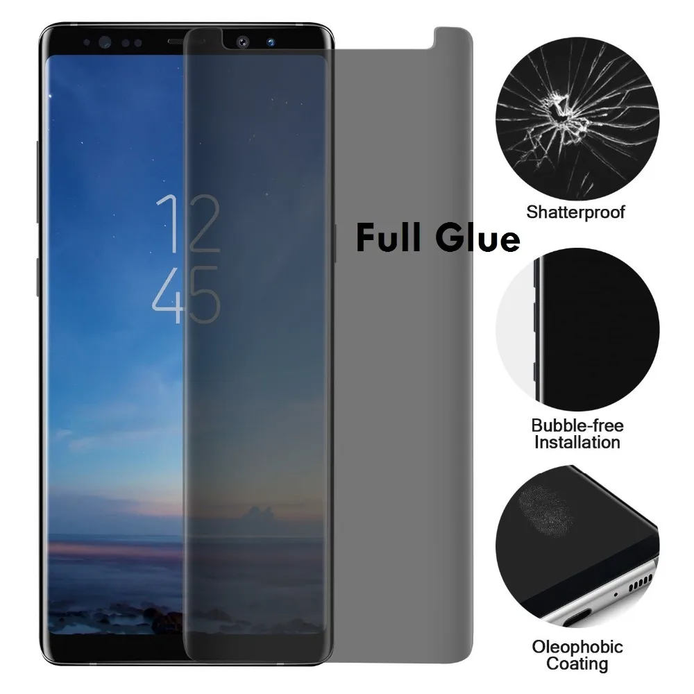

3D Full Glue Privacy Tempered Glass Screen Protector For Samsung Galaxy S9 Plus S8 Note 8 Full Adhesive Anti Glare S9 S8 Glass