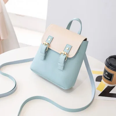 Sky blue Маленькие женские рюкзаки, многофункциональные женские Мини-рюкзаки из искусственной кожи на плечо, модные женские сумки через плечо для девочек-подростков - Color: Sky blue
