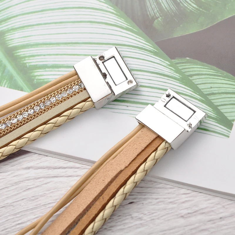 MODEBOX плетеные кожаные браслеты браслет с жемчужными подвесками веревочный