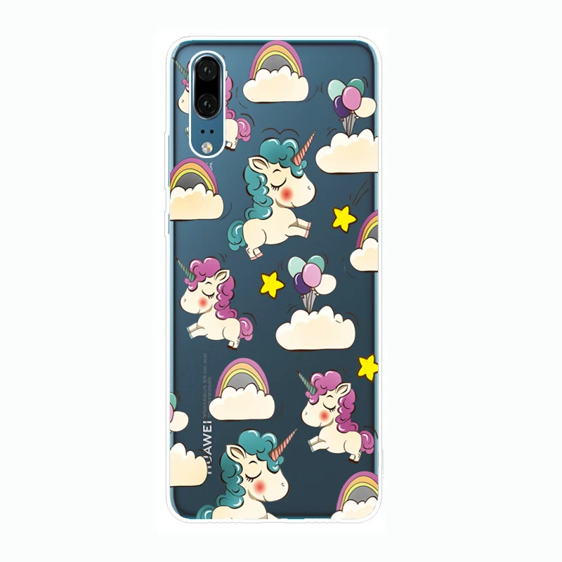 Чехол для Huawei P20 5 8 дюйма Мягкий Силиконовый ТПУ милый чехол с красочным принтом