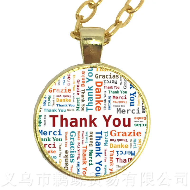 Мода спасибо ожерелье учителя красное сердце шаблон стекло Penadnt цепь свитер