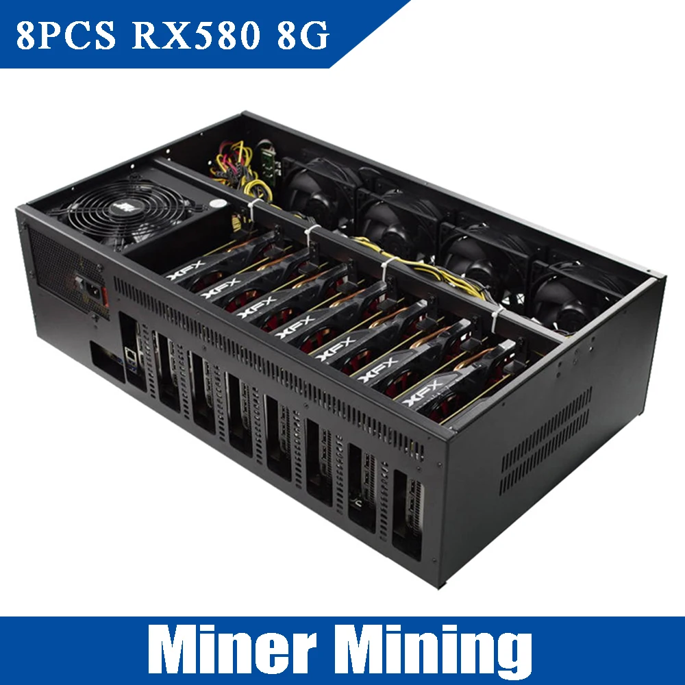 Шахтер горнодобывающей буровой станок 8 шт. MAXSUN RX580 г 7000 мГц ZEC Blockchain Win10 Plug and Play