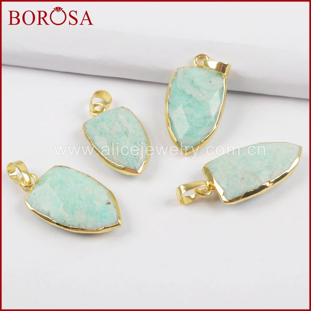 BOROSA Мода 5/10 шт. щит формы Amazon камень золотой кулон бусины высокое качество друзы
