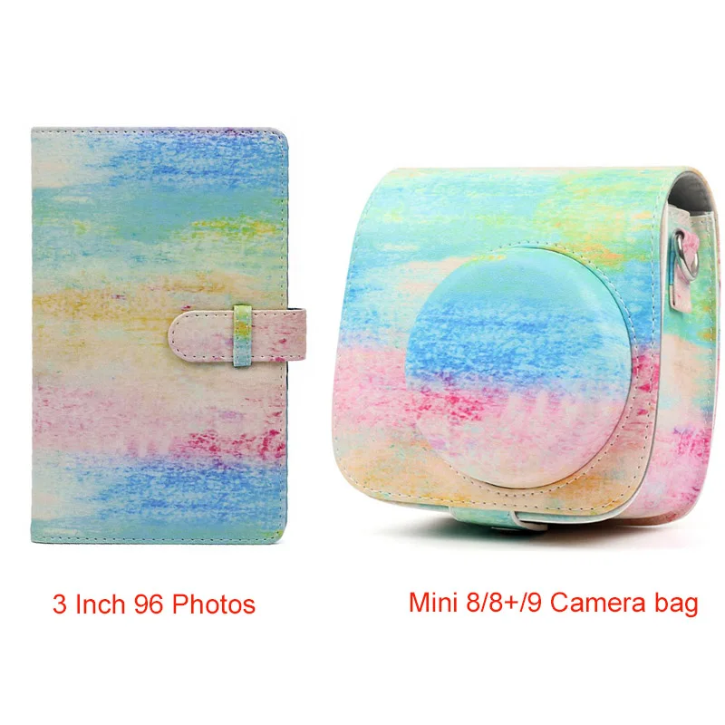oil paint album bag 3-дюймовый ярко мини-пленка фотоальбом 96 карманы с из искусственной кожи мгновенный чехол для фотографий в альбоме для ЖК-дисплея с подсветкой Fujifilm Instax Mini8/8+/9 - Цвет: oil paint album bag