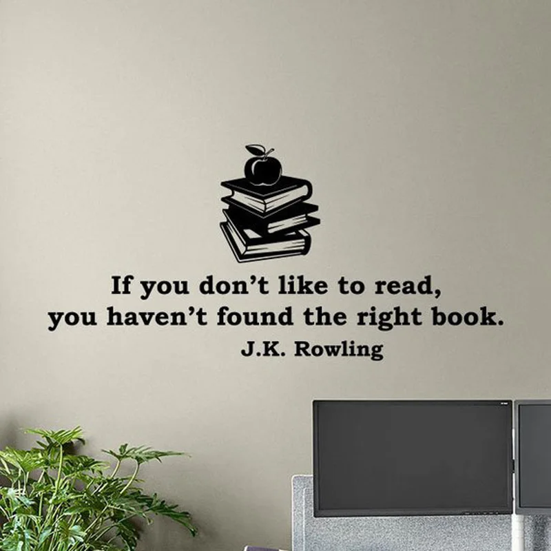 С надписью «If You Don't Like читать книги Наклейка на стену образовательный плакат знак виниловая Стикеры школьная библиотека Декор классная комната, для стен арт N159