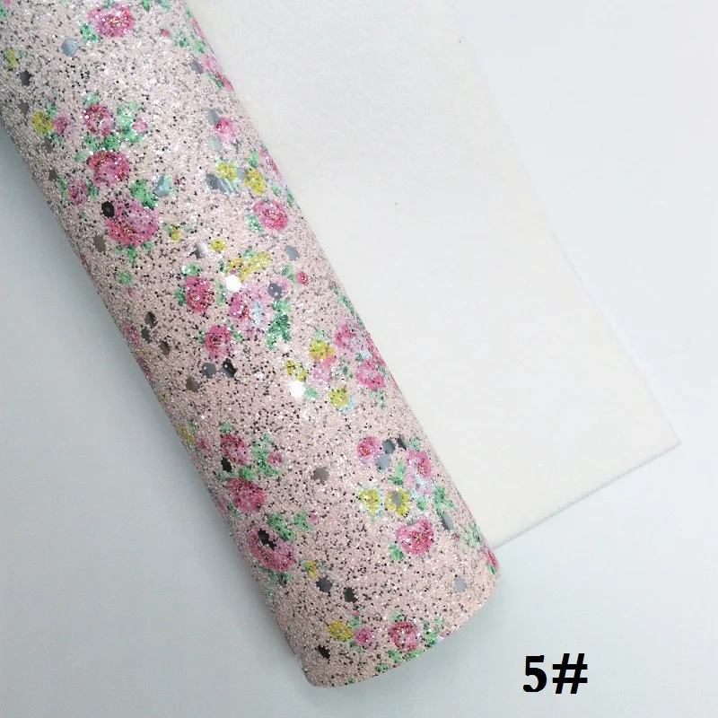 Glitterwishcome 21X29 см A4 размер винил для бантов печатные цветы блестящая кожа Fabirc искусственная кожа листы для бантов, GM317A - Цвет: 5