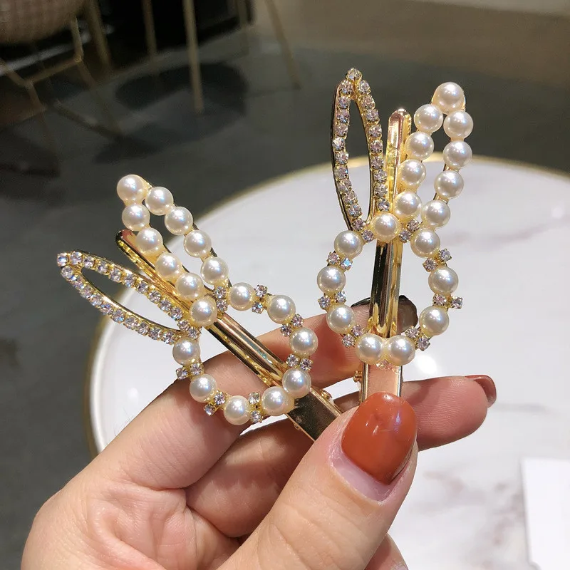 2019 Корея новые шпильки с жемчугом заколки Снежинка кролик заколки-бабочки для