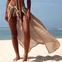 2019 new long white khaki beach cover up sexy swimsuit cover ups beach dress see through bikinis hot tunic women sarong