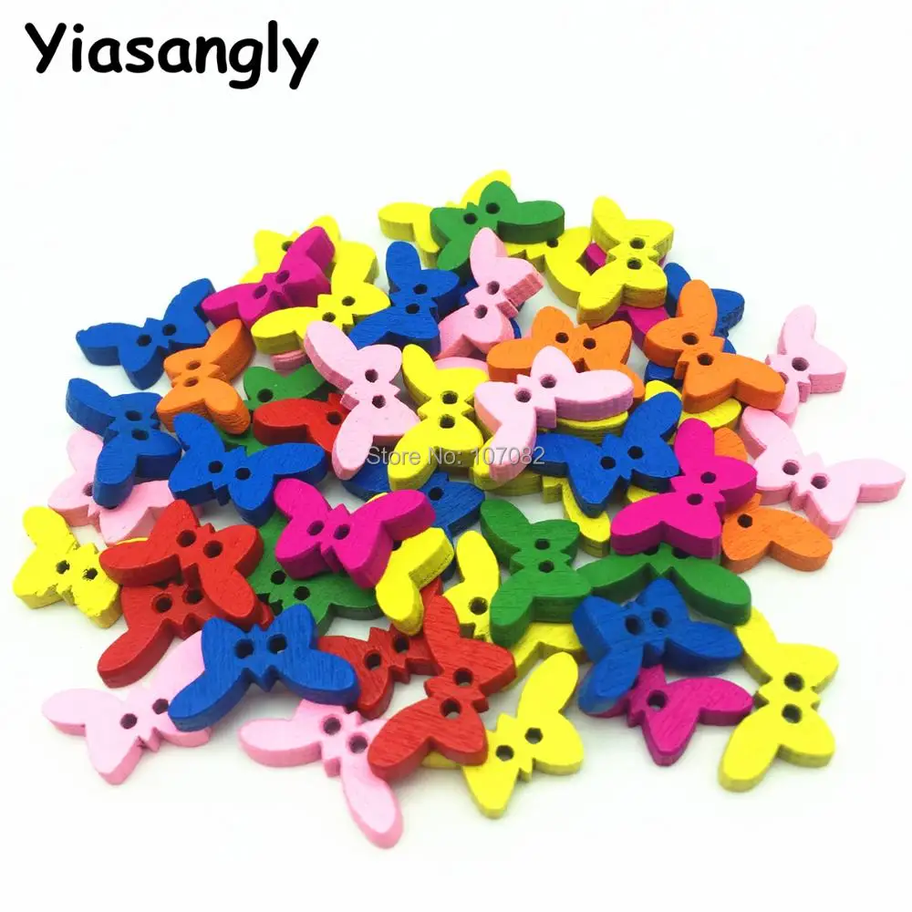 

1000pcs/lot Mixed 2 Holes Butterfly Wooden Buttons Sewing Button for Scrapbooking cardmaking embellishments 10x18mm/pc