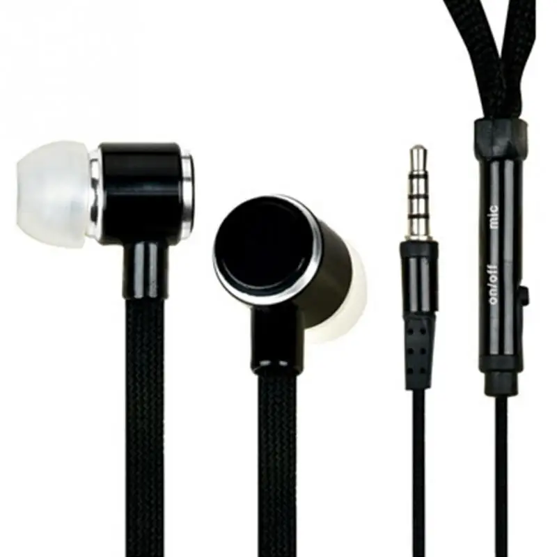 Shoelace Earphone cord Metal In Ear 3.5mm jack Earphones Bass Headset Stereo Sport Headphones With Mic#20