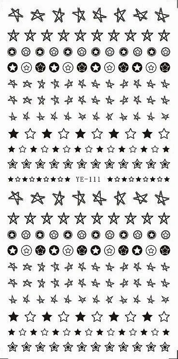 Водная переводная наклейка для ногтей желтая красная черная звезда цепочка|nail