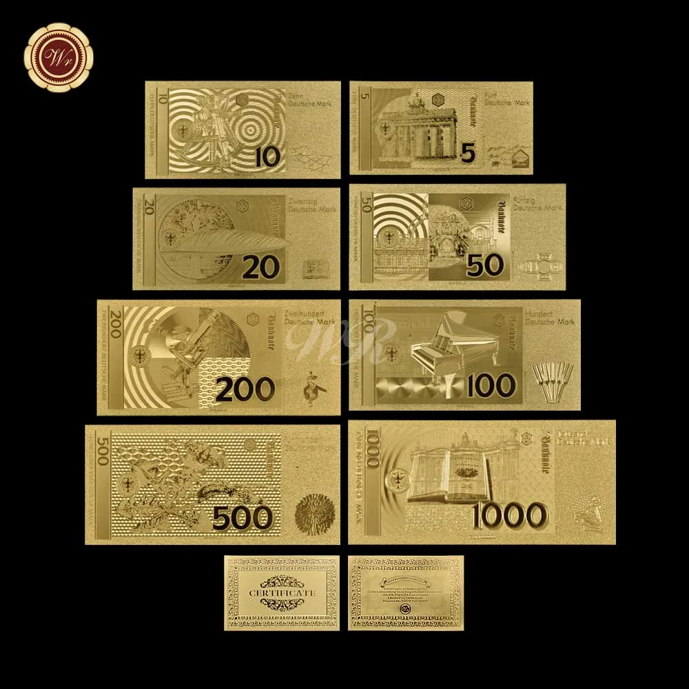 Немецкий комплект банкнот y Gold с покрытием из чистого золота 1000 немецкая марка