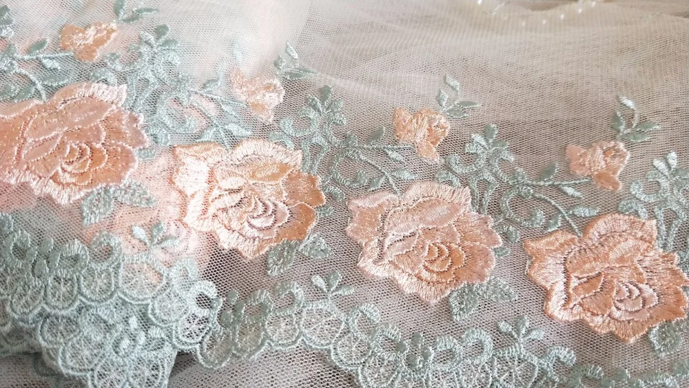 2 ярдов кружевной отделкой Розовые розы Вышитые Тюль Кружева 6 69 &quotширокое