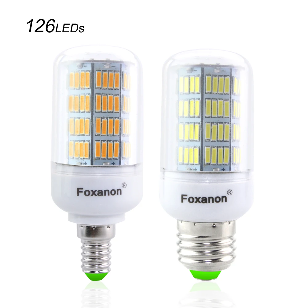 Foxanon 220 В E27 E14 лампа для кукурузы светодиодная 7020SMD чип 110 в 230 58 70 86 126 светодиодов 3