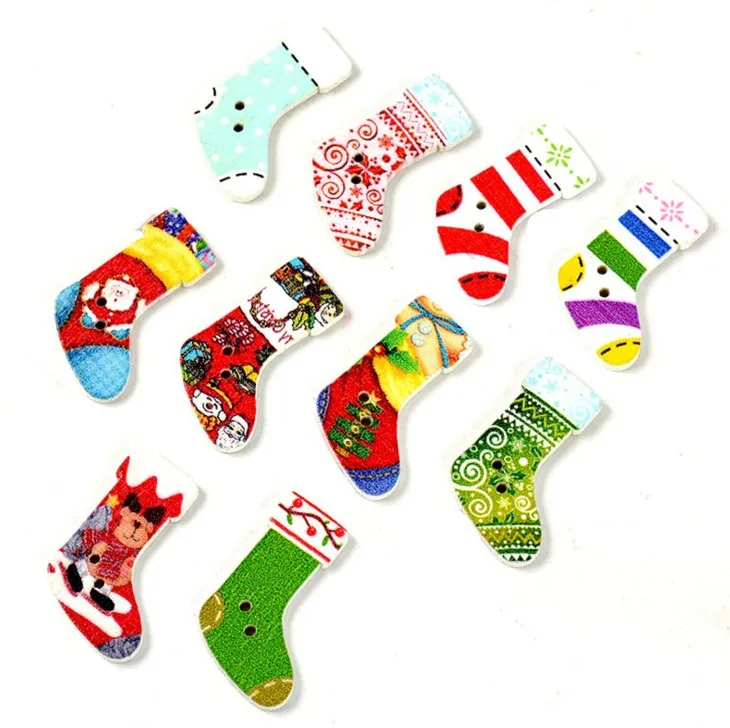 50 шт рождественские носки деревянные пуговицы в форме одежды Швейные Кнопки
