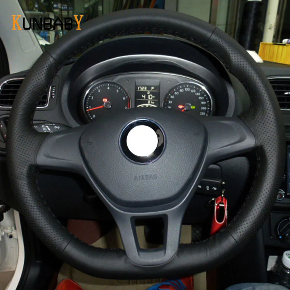 KUNBABY цвет черный красный натуральная кожа чехол рулевого колеса автомобиля для
