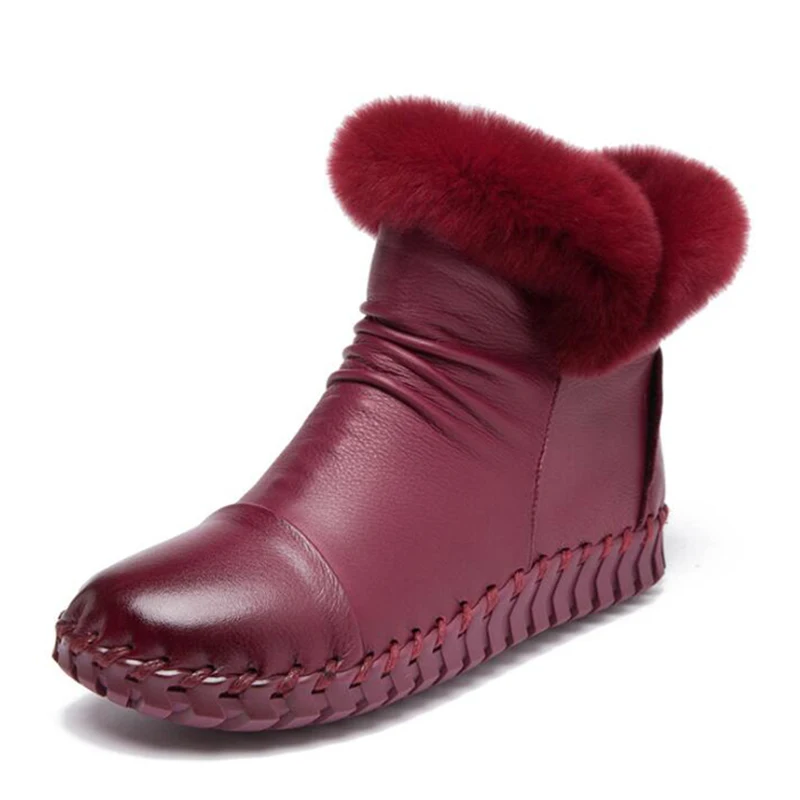 2019 hot Fashion Rex rabbit hair Women Ankle Boots genuine Leather Women's shoes high quality boots botas mujer sh085 | Обувь