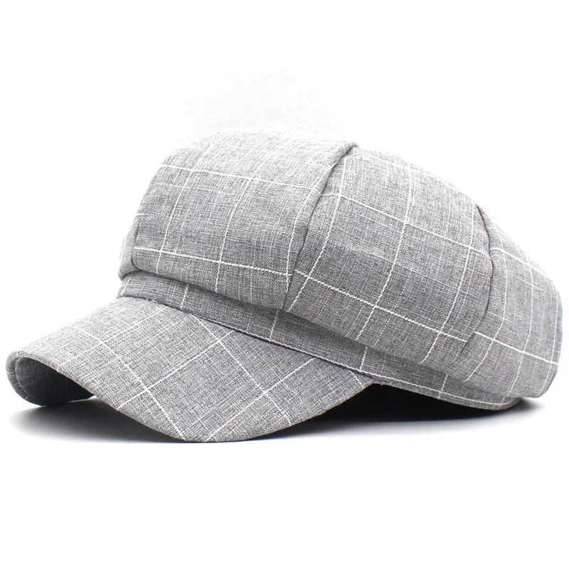 2019 New Arrivals Women Beret fashion plaid Octagonal Cap Hats Stylish Artist Painter Newsboy Caps Black Grey Beret Hats