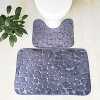 2 pcset bathroom mat toilet rug anti slip floor pad feet rug square mat toilet u shape mat flannel bath pad 50805040cm rug