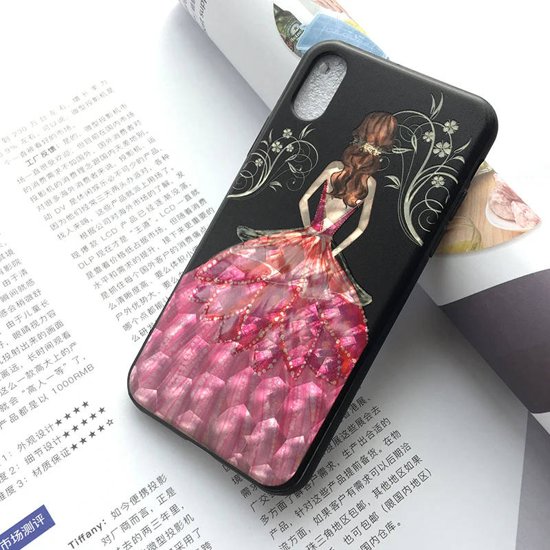 GABOOM чехол для телефона iPhone 7 Bling 6 6s плюс 8 X рельеф красивое платье девочек