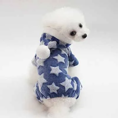 Синий Собачья Пижама Pjs зимний уютный теплый флисовый, для питомца одежда для маленьких собак комбинезон для чихуахуа померанского шиха Tzu Кошки Одежда - Цвет: Синий