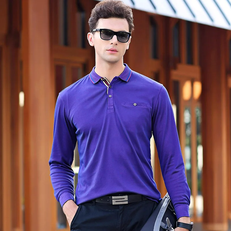 Airgracias Для мужчин Поло мужской воротник Slim Fit Поло рубашка сплошной Поло S для Для мужчин с длинным рукавом хлопка Camisa Поло masculina Размеры M-3XL