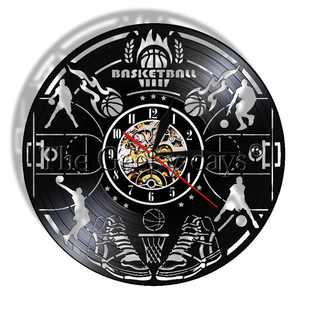 Баскетбольные виниловые часы в виде виниловой пластинки силуэт виниловая Запись