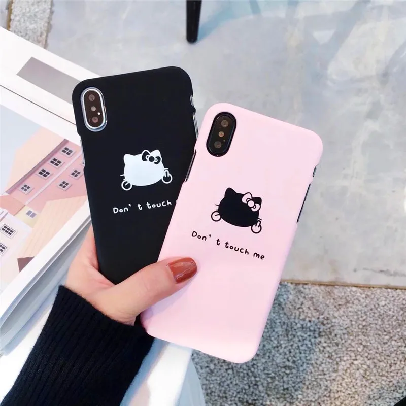 Мультфильм милый рисунок Hello kitty Жесткий Чехол для ПК iphone 6S 6 Plus половина пакета