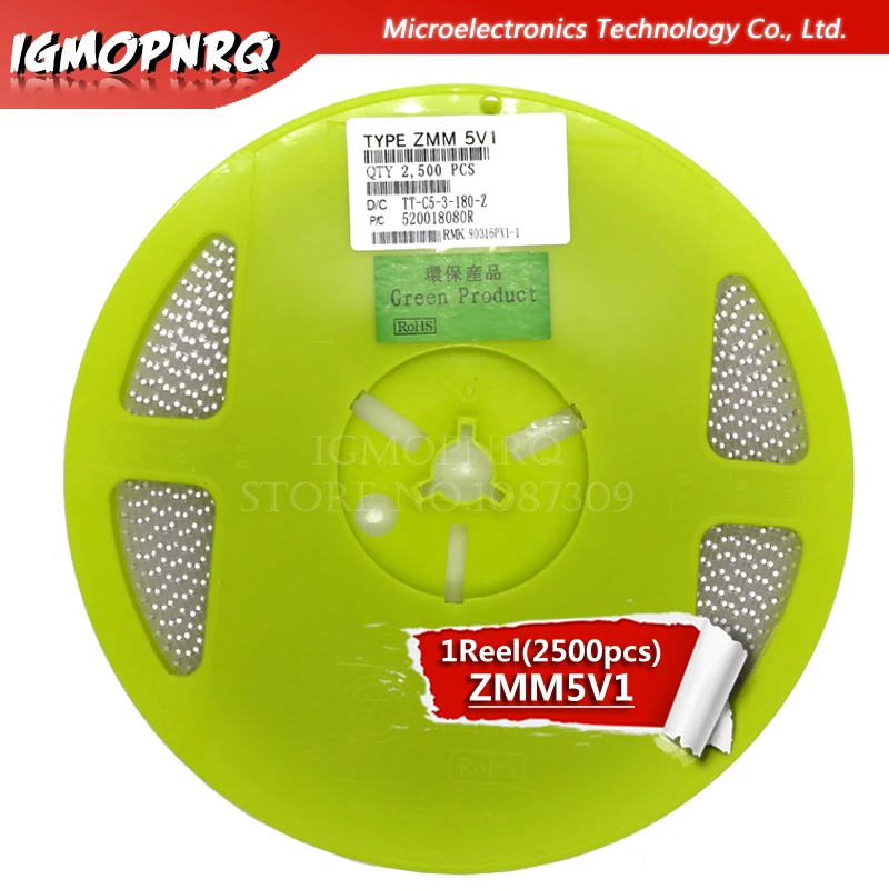 

1reel 2500PCS ZMM 5V1 LL34 SMD Zener diode package 1/2W 0.5w Chip Zener diode