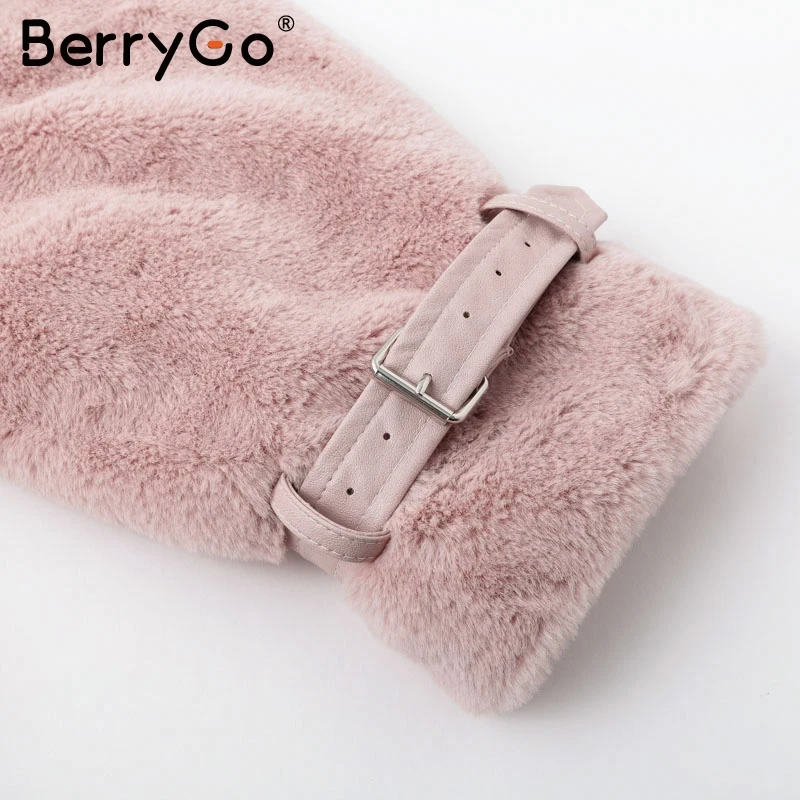 BerryGo повседневное теплое пальто с длинным рукавом из искусственного меха женское