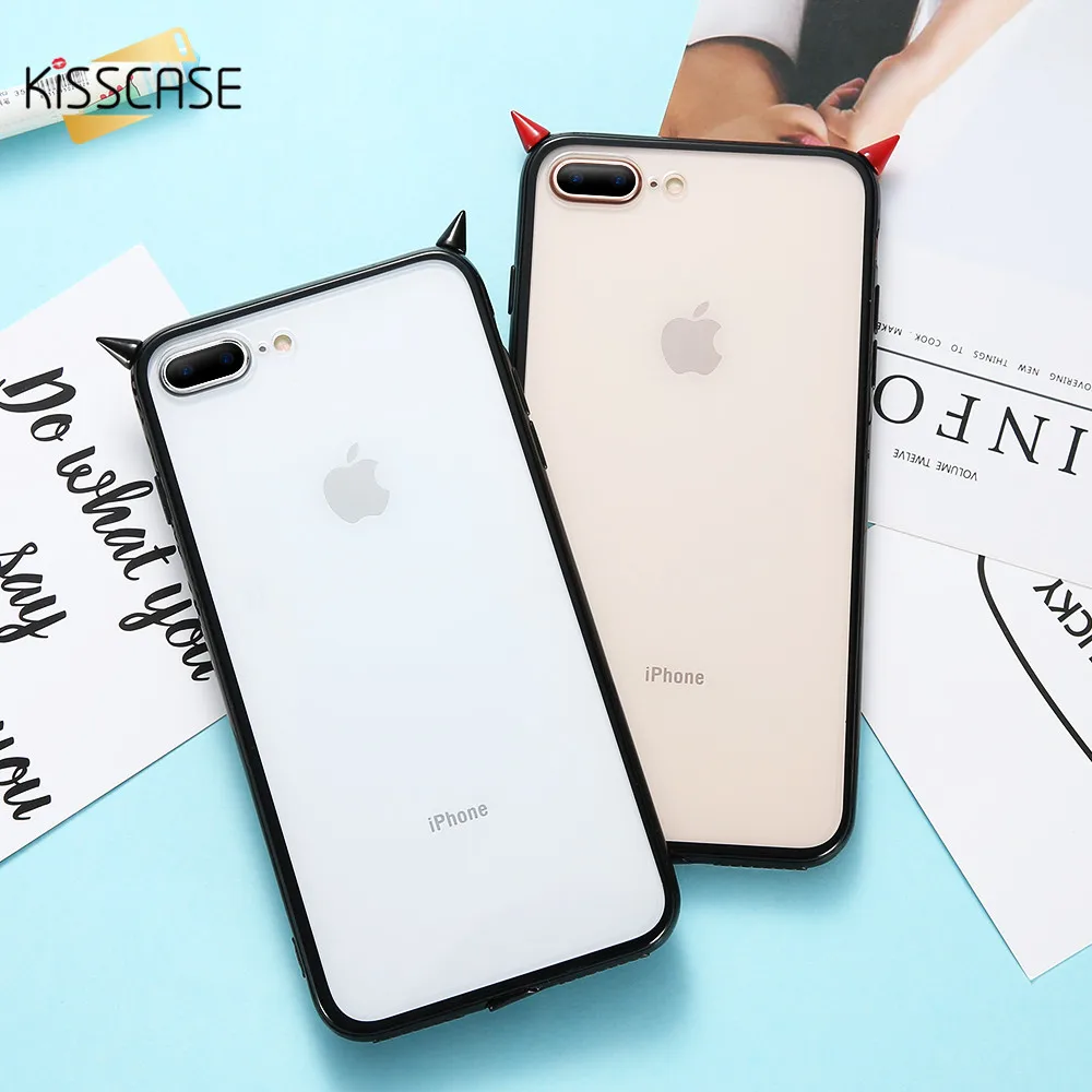 KISSCASE милый прозрачный мультяшный чехол для iPhone 6 6s 7 8 Plus Модный с рисунком демона