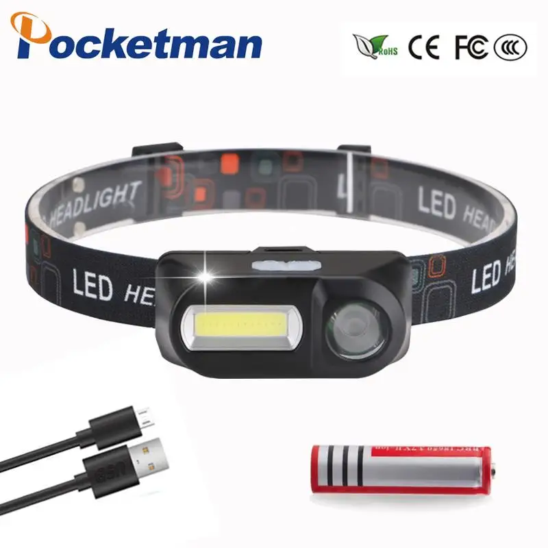 Pocketman 8000LM светодиодный налобный фонарь T6+ COB светодиодный головной светильник головная лампа вспышка светильник фонарь Фонари головной светильник Применение 18650 батарея для кемпинга