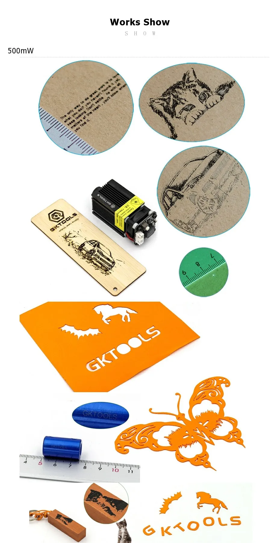 GKTOOLS, 405 нм 500 МВт Синяя лазерная головка диодный режущий модуль для DIY ЧПУ лазерный гравер поддержка ttl/мощности с ШИМ регулируемым FB04-500