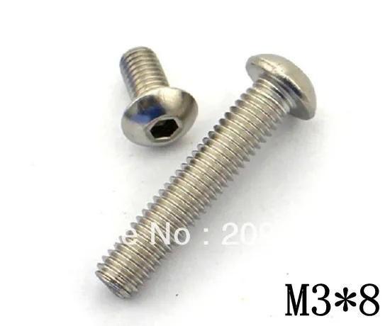 

100 шт. Метрическая резьба М3*8 мм Внутренние круглые шестигранные болты из нержавеющей стали