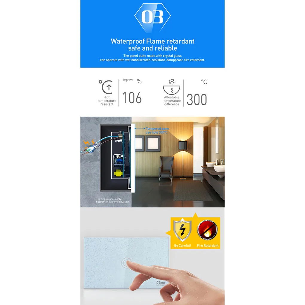 

NEO COOLCAM Z-Wave Wall Light Switch 1 Gang Toughened Glass Wireless Smart Remote Control US Standard