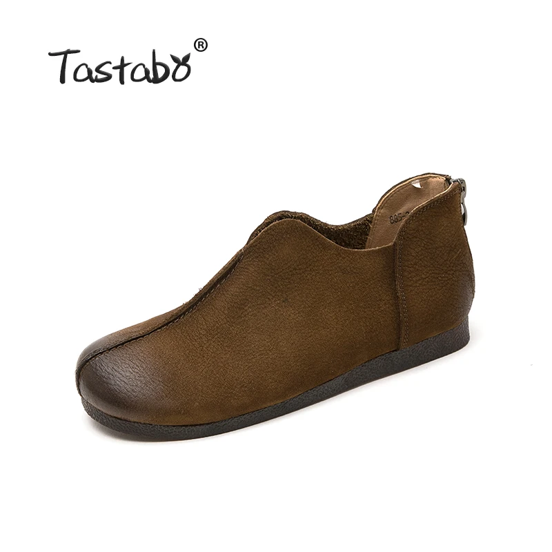 Tastabo/кожаная женская обувь; женская обувь на плоской подошве; удобная женская обувь ручной работы из натуральной кожи; повседневная обувь на молнии
