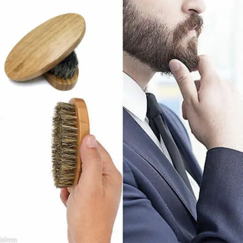 

New Men Beard Brush Natural Boar Bristle Beard Men's Mustache Brush Military Round Wood Handle Comb