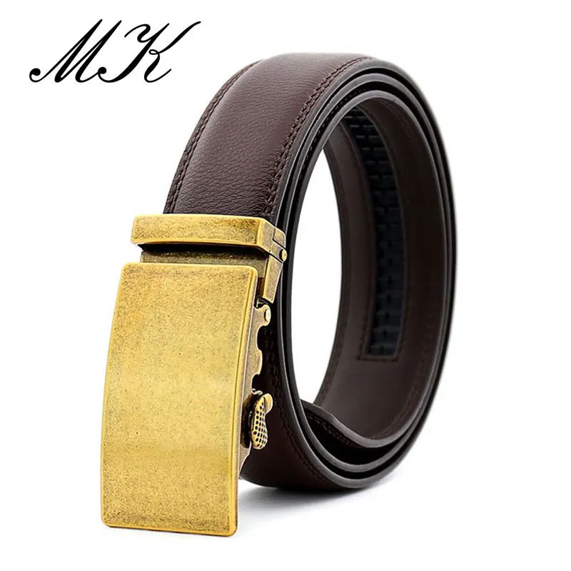 

Maikun Automatic Belts for Men Vintage Gold Belt Male Metal Buckle Belt for Jeans Tactical Leather Belt