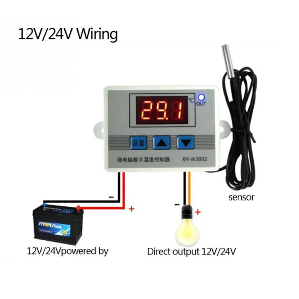 Цифровой светодиодный микрокомпьютер с контролем температуры XH-W3002 DC 12V