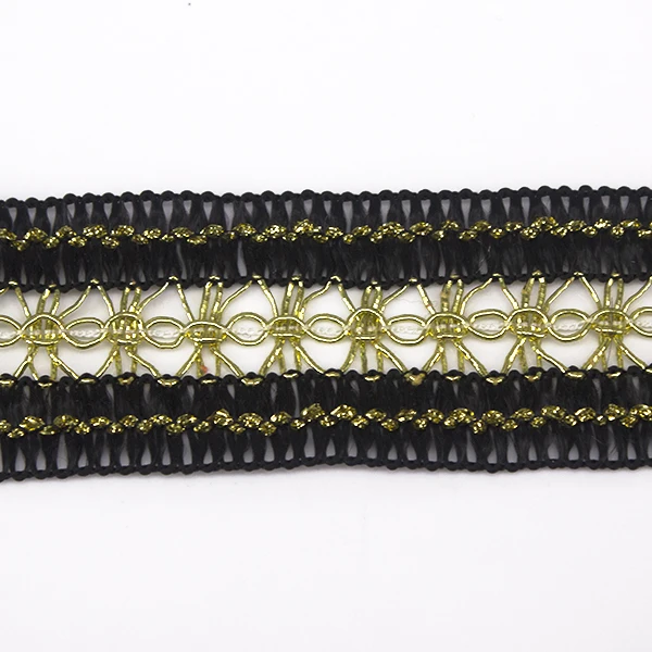 Плетеная черная Золотая отделка из кружевной ткани ленты скрапбукинг