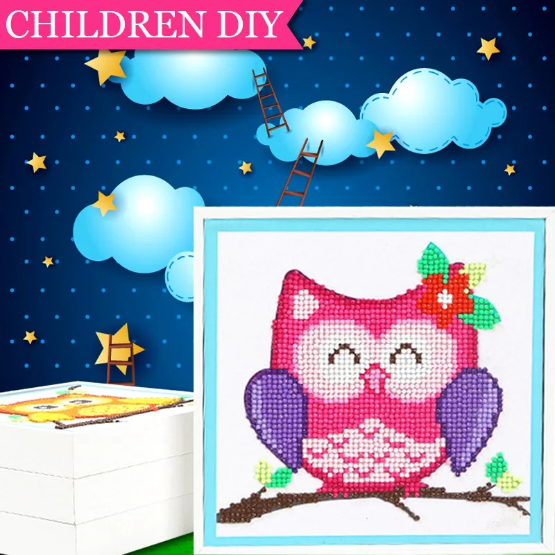Cutiepop House Decorated DIY Night Owl Children 5D Diamond Embroidery Wooden Frame Painting Cross Stitch Animal T057 | Дом и сад