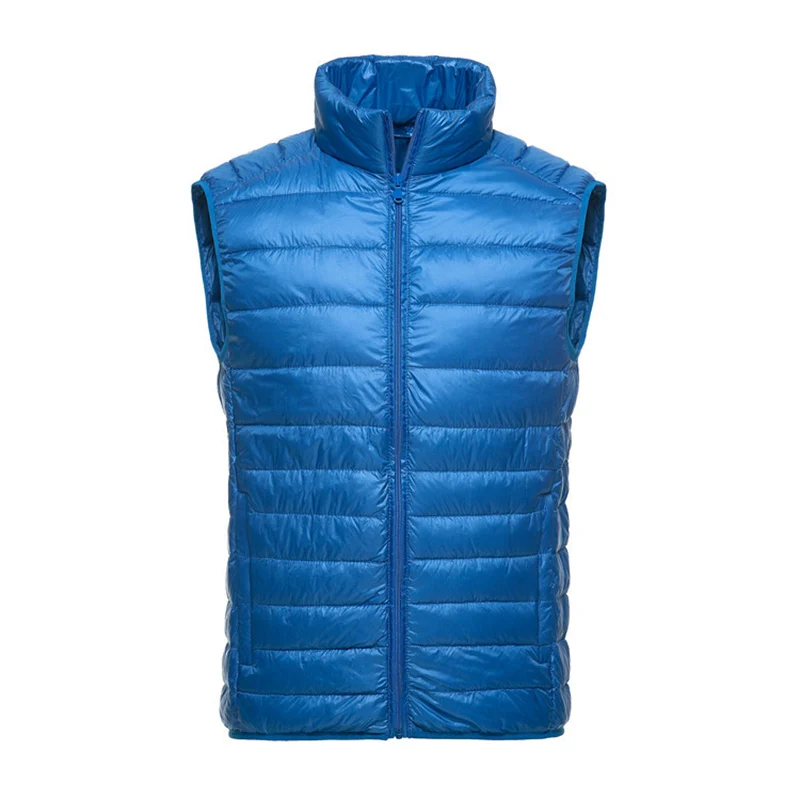 Light Blue DAVYDAISY Высокое качество жилет для мужчин ранняя зима Сверхлегкий воротник стойка утка вниз мягкий теплый жилет для мужчин без рукавов пальто DCT-178 - Цвет: Light Blue