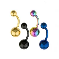 anodized surgical steel belly button bar navel ring 1 6mm x 10mm 14g black blue gold rainbow fashion body piercing jewelry
