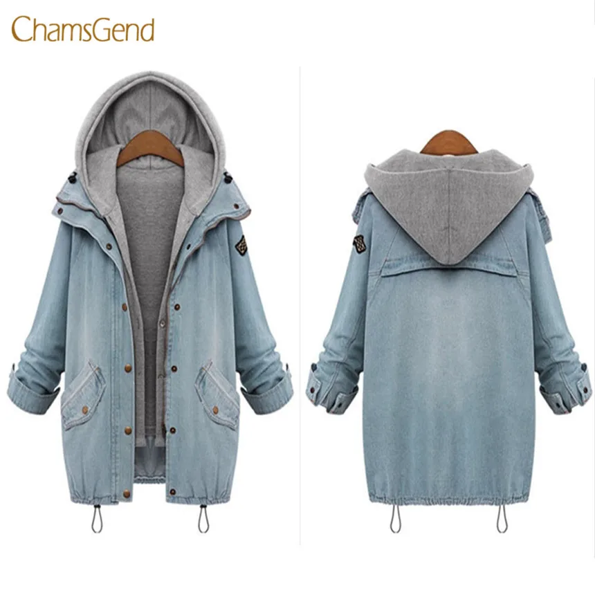 Женская джинсовая куртка на молнии CHAMSGEND Повседневная Свободная винтажная с