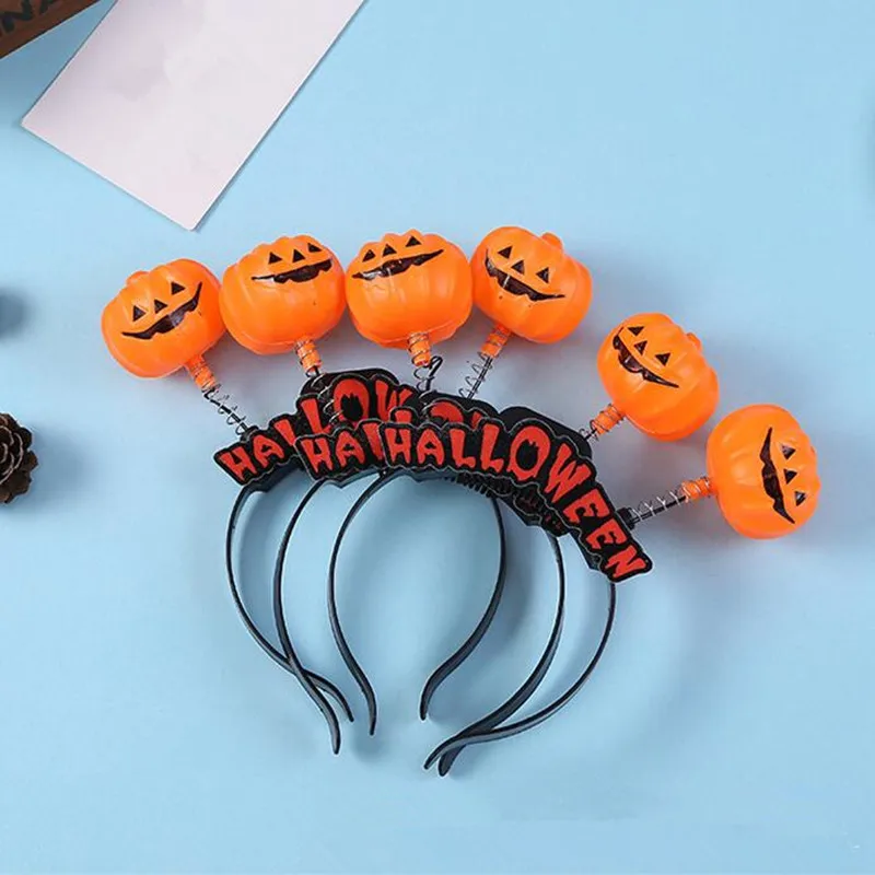 

Halloween Pumpkin LED Flashing Headband Children Adults Light Up Hairbands Headwear Hallowmas Glow Party Supplies