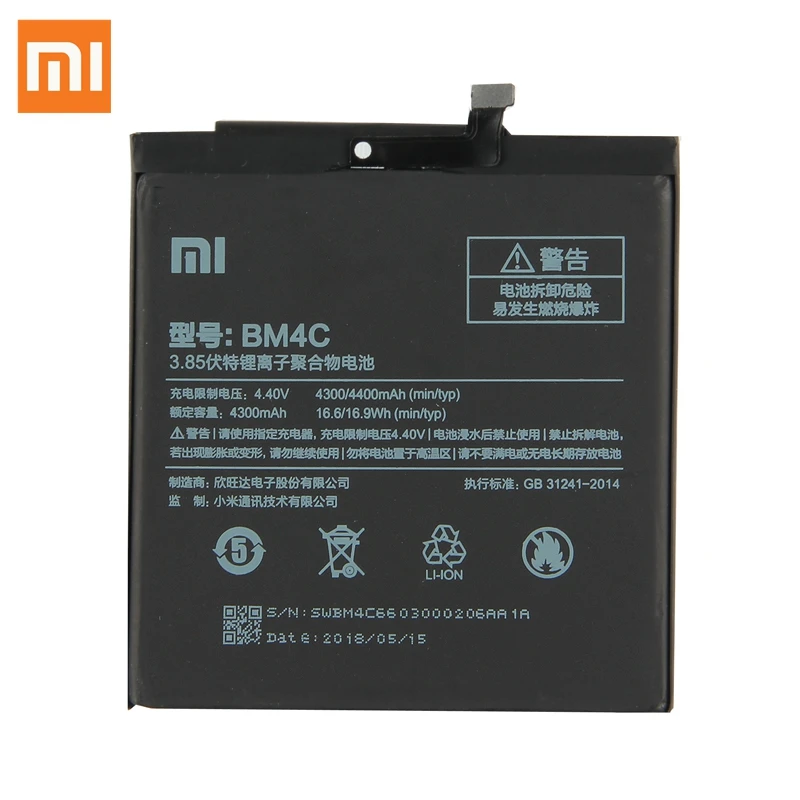 Оригинальный сменный аккумулятор для Xiaomi Mix Mi BM4C натуральная батарея телефона 4400
